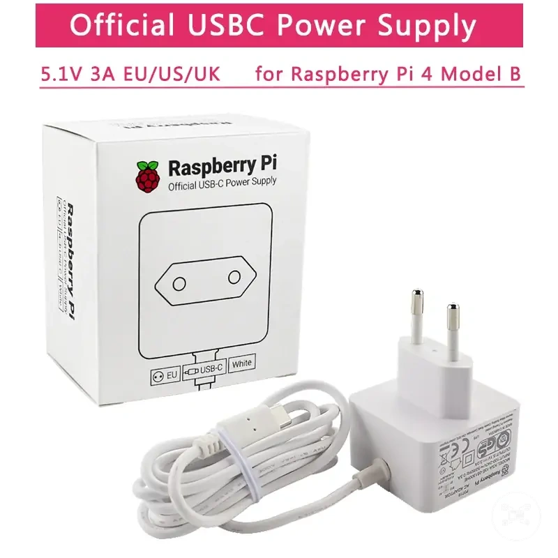 محول طاقة USB-C لـ Raspberry Pi 4 مع خيارات قابس