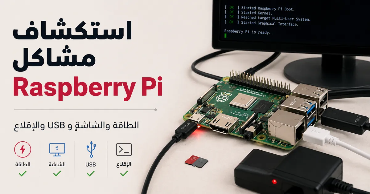 ملحقات Raspberry Pi يتم فحصها لمشاكل الطاقة والشاشة وUSB والإقلاع