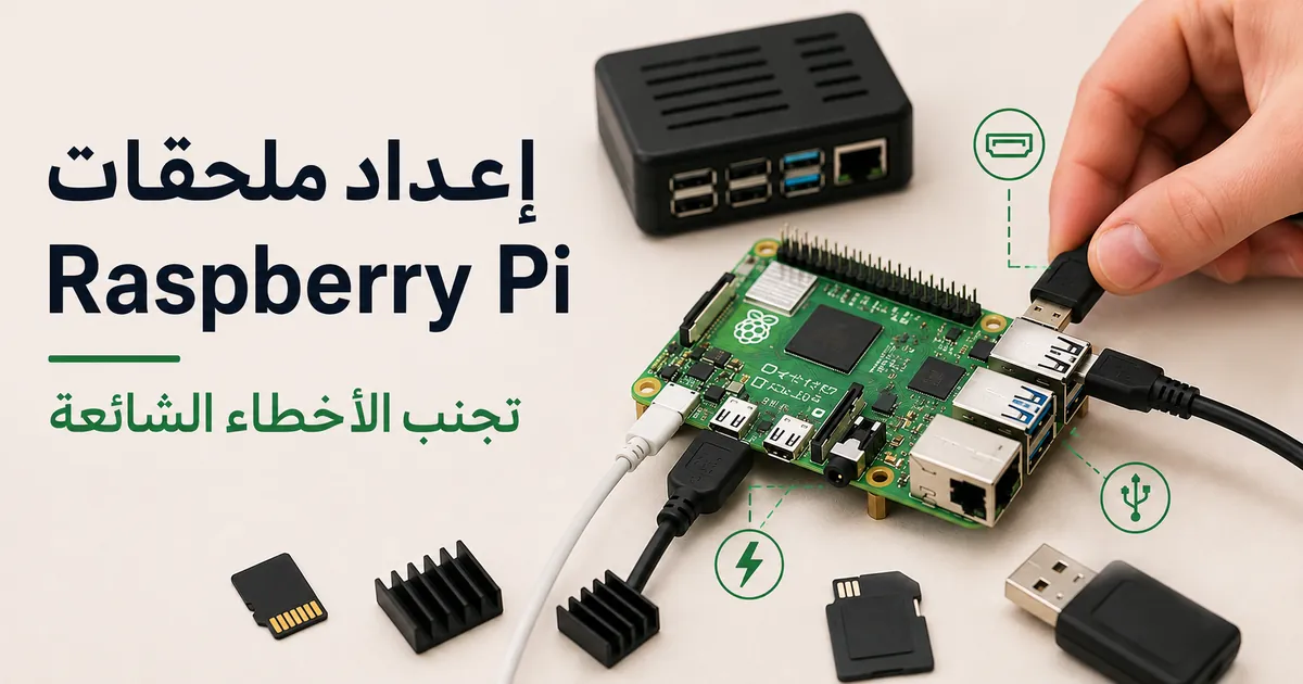ملحقات Raspberry Pi متصلة أثناء عملية إعداد دقيقة