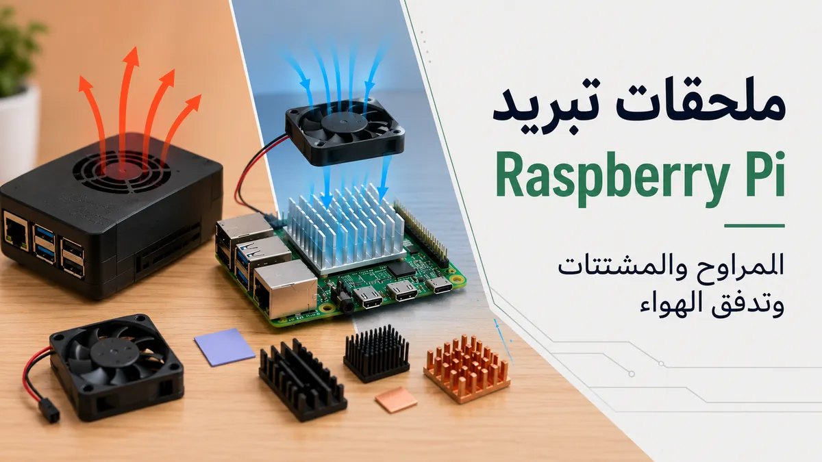 ملحقات تبريد Raspberry Pi مع مراوح ومشتتات وأجزاء تدفق الهواء