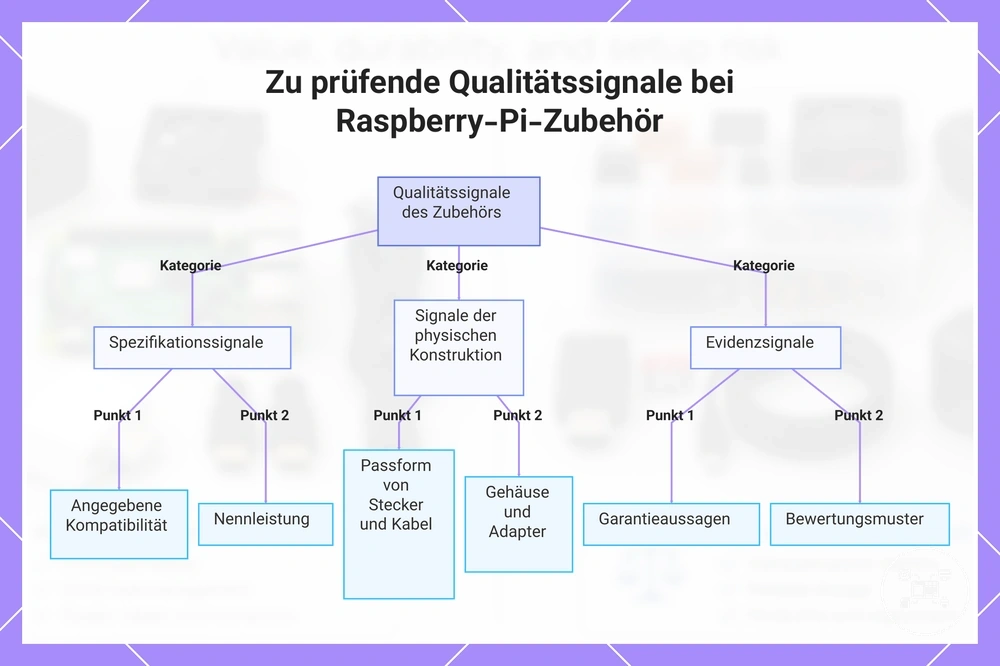 Zu prüfende Qualitätssignale bei Raspberry-Pi-Zubehör