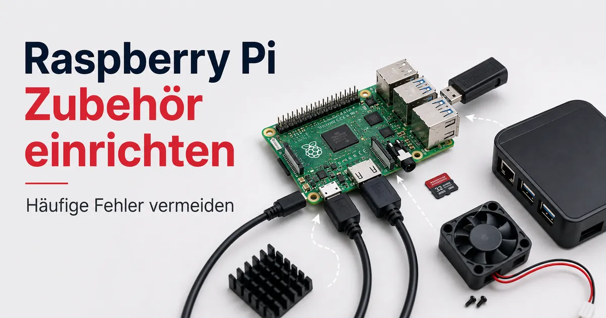 Angeschlossenes Raspberry Pi Zubehör während einer sorgfältigen Einrichtung