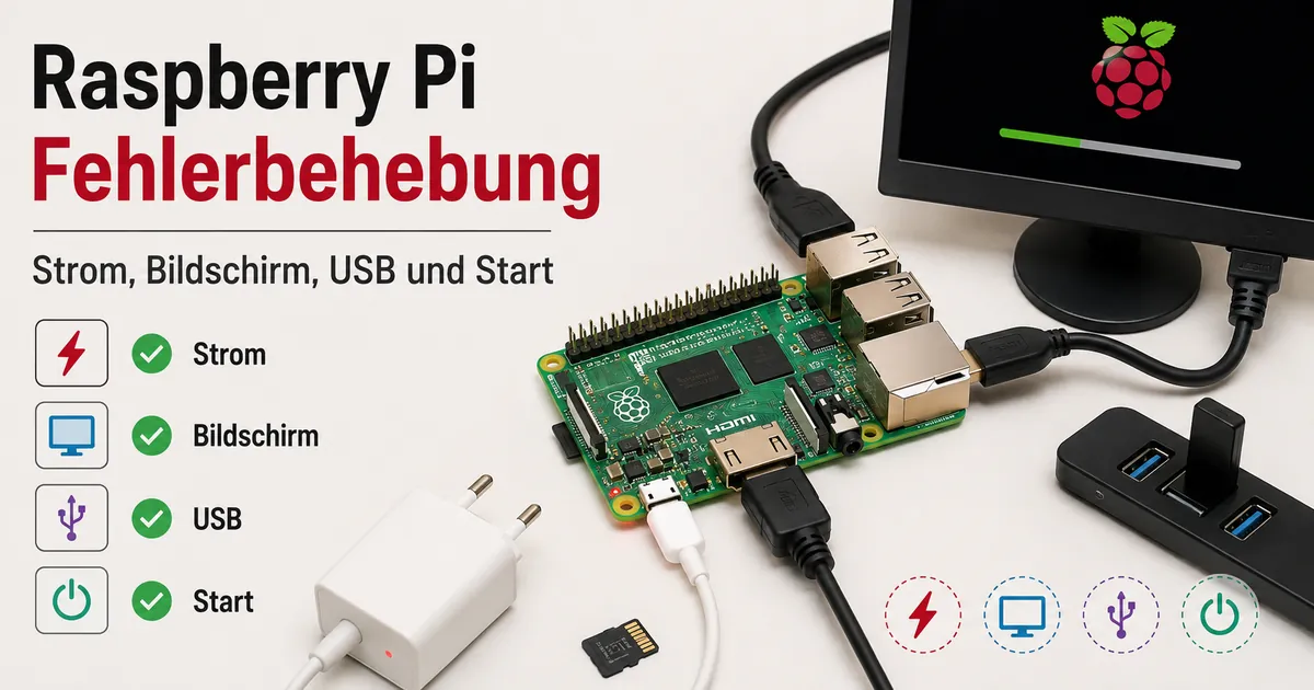 Raspberry Pi Zubehör zur Prüfung von Strom-, Bildschirm-, USB- und Startproblemen