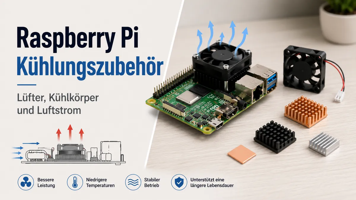 Raspberry Pi Kühlungszubehör mit Lüftern, Kühlkörpern und Luftstromteilen