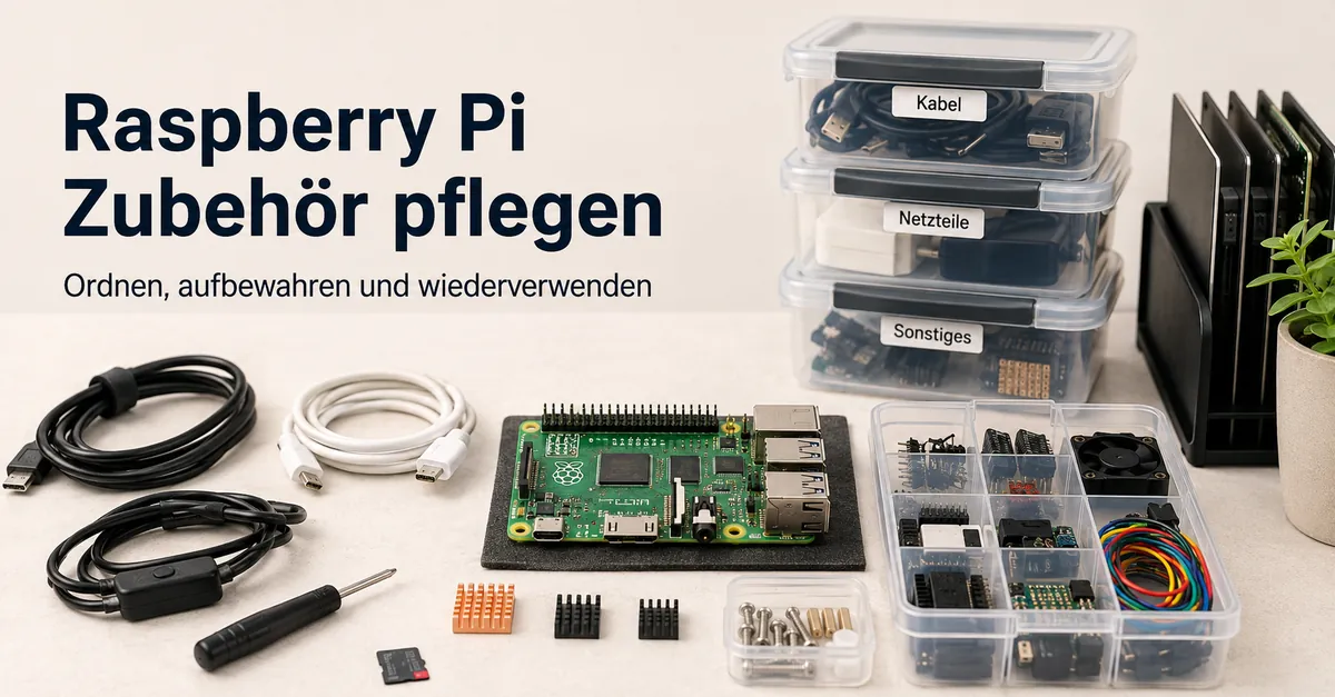 Organisiertes Raspberry Pi Zubehör für Pflege, Aufbewahrung und Wiederverwendung