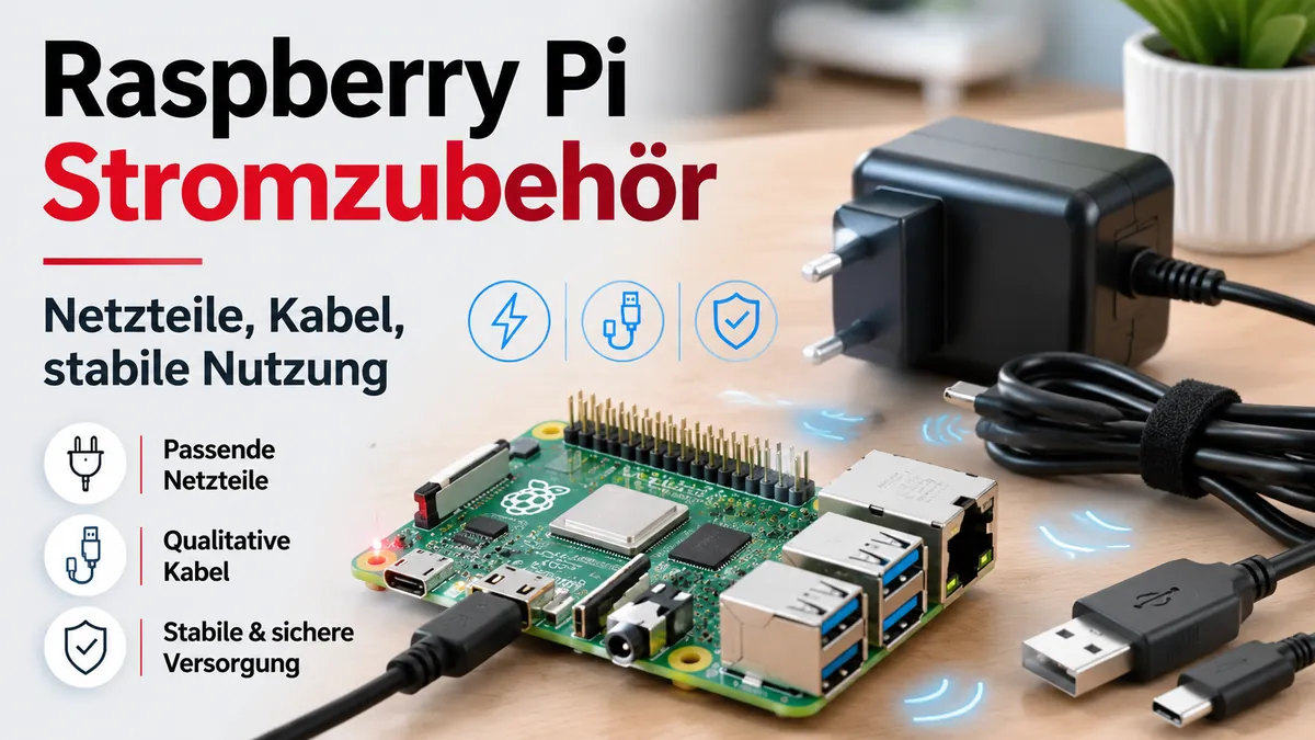 Raspberry Pi Stromzubehör mit Netzteilen und Kabeln für stabile Nutzung