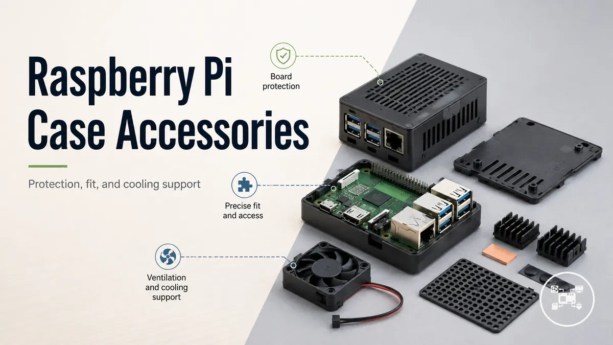 Raspberry Pi case accessories showing board protection, fit, and cooling support