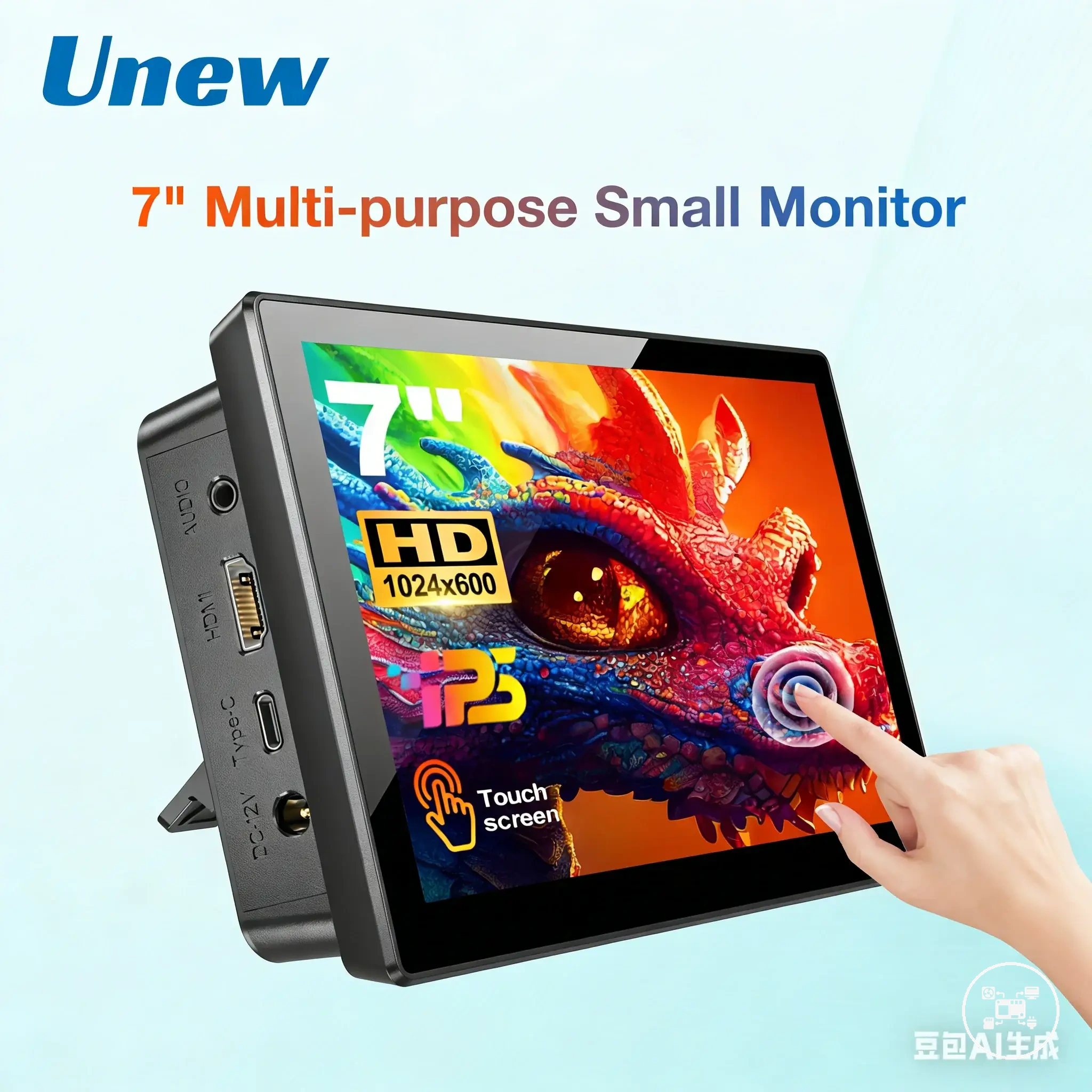 Raspberry Pi 7 inch touchscreen monitor with HDMI and USB connections