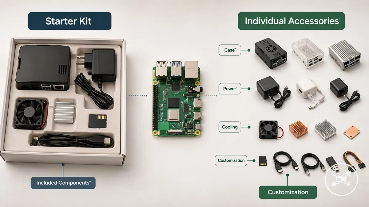 Raspberry Pi starter kit components compared with individually selected accessories