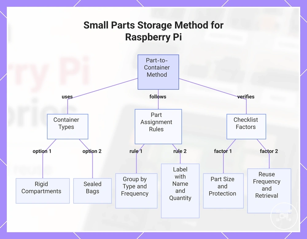Small Parts Storage Method for Raspberry Pi