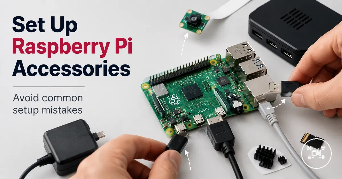 Raspberry Pi accessories being connected during a careful setup process