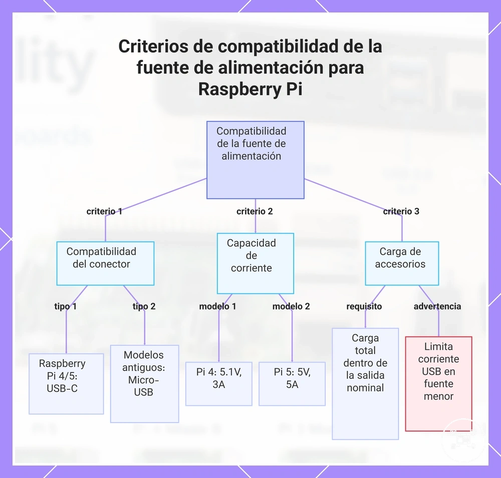 Criterios de compatibilidad de la fuente de alimentación para Raspberry Pi