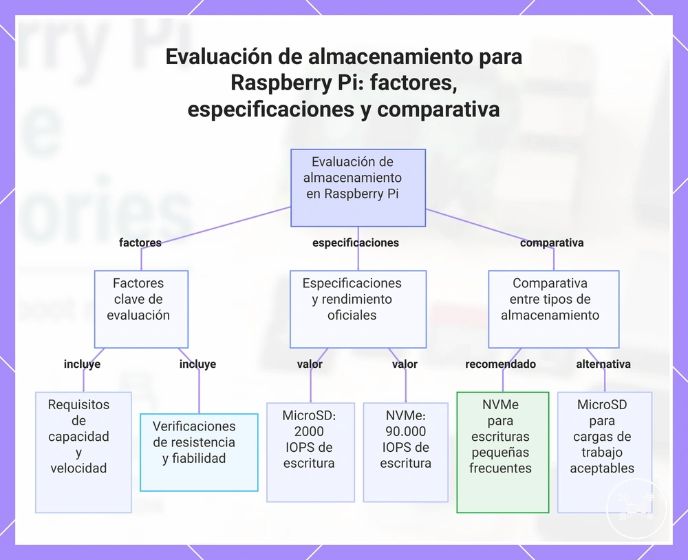 Evaluación de almacenamiento para Raspberry Pi: factores, especificaciones y comparativa