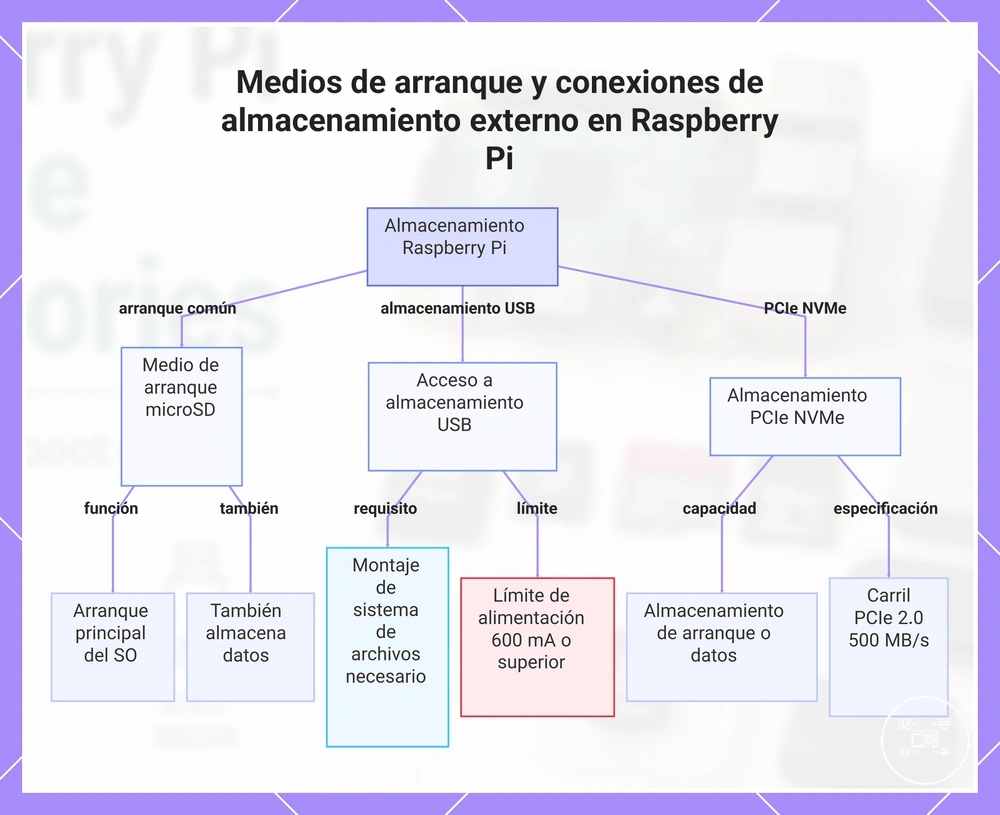 Medios de arranque y conexiones de almacenamiento externo en Raspberry Pi