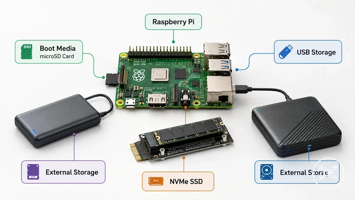 Tarjeta microSD, SSD USB y opciones de almacenamiento NVMe para Raspberry Pi