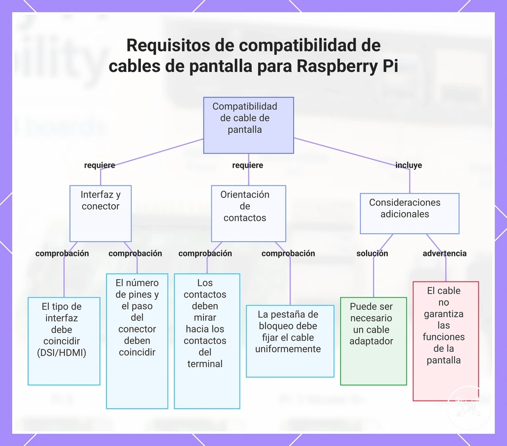 Requisitos de compatibilidad de cables de pantalla para Raspberry Pi