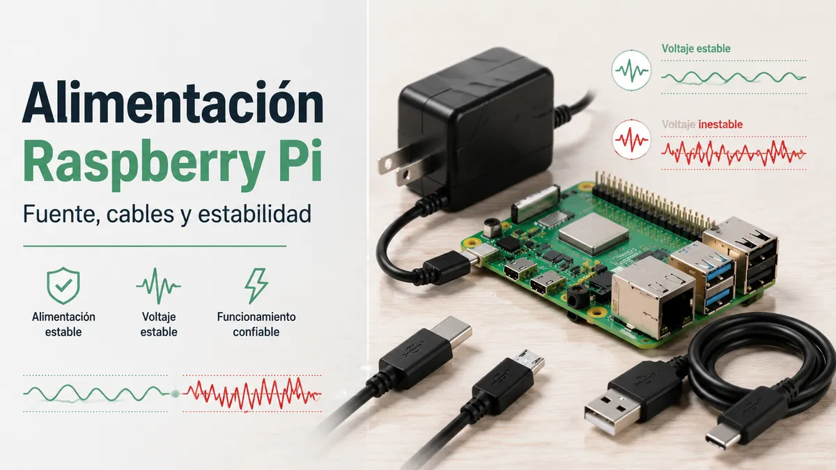 Accesorios de alimentación para Raspberry Pi con fuente y cables para un funcionamiento estable