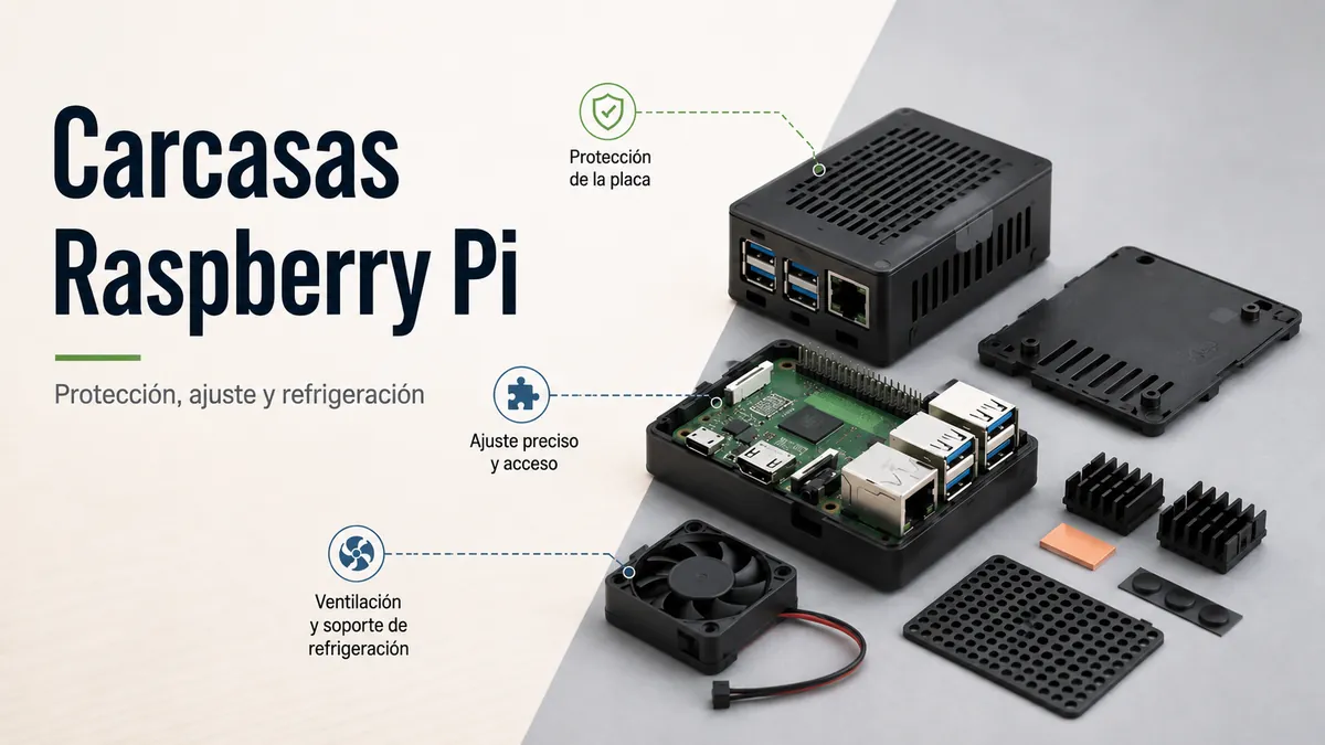 Carcasas para Raspberry Pi con protección de placa, ajuste y soporte de refrigeración