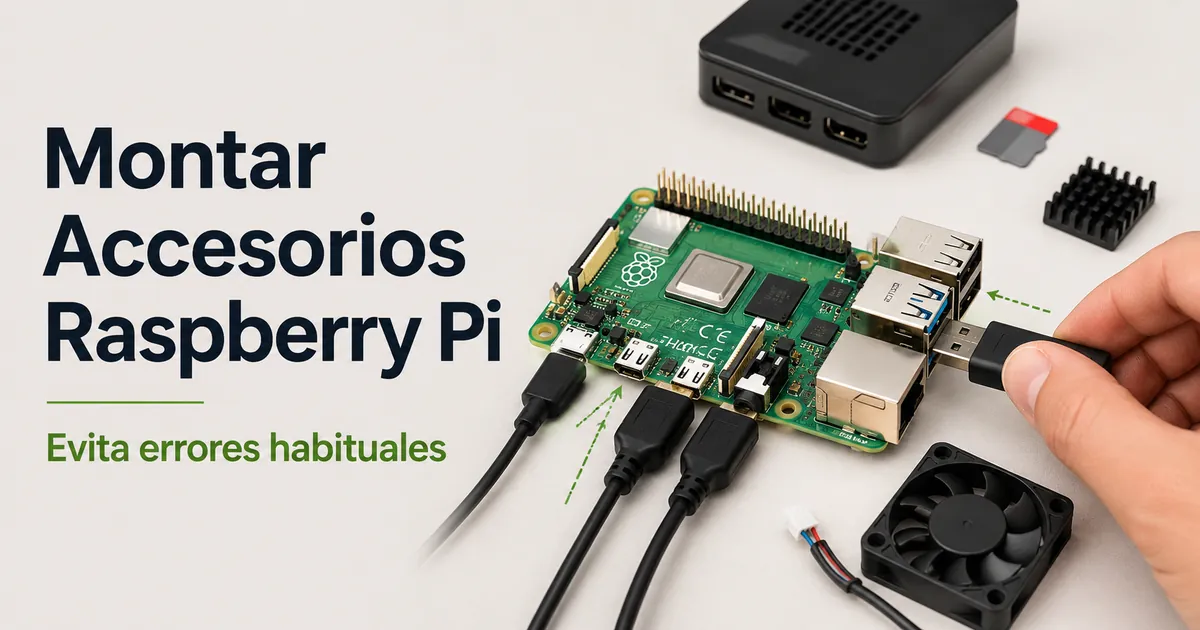 Accesorios para Raspberry Pi conectados durante un montaje cuidadoso