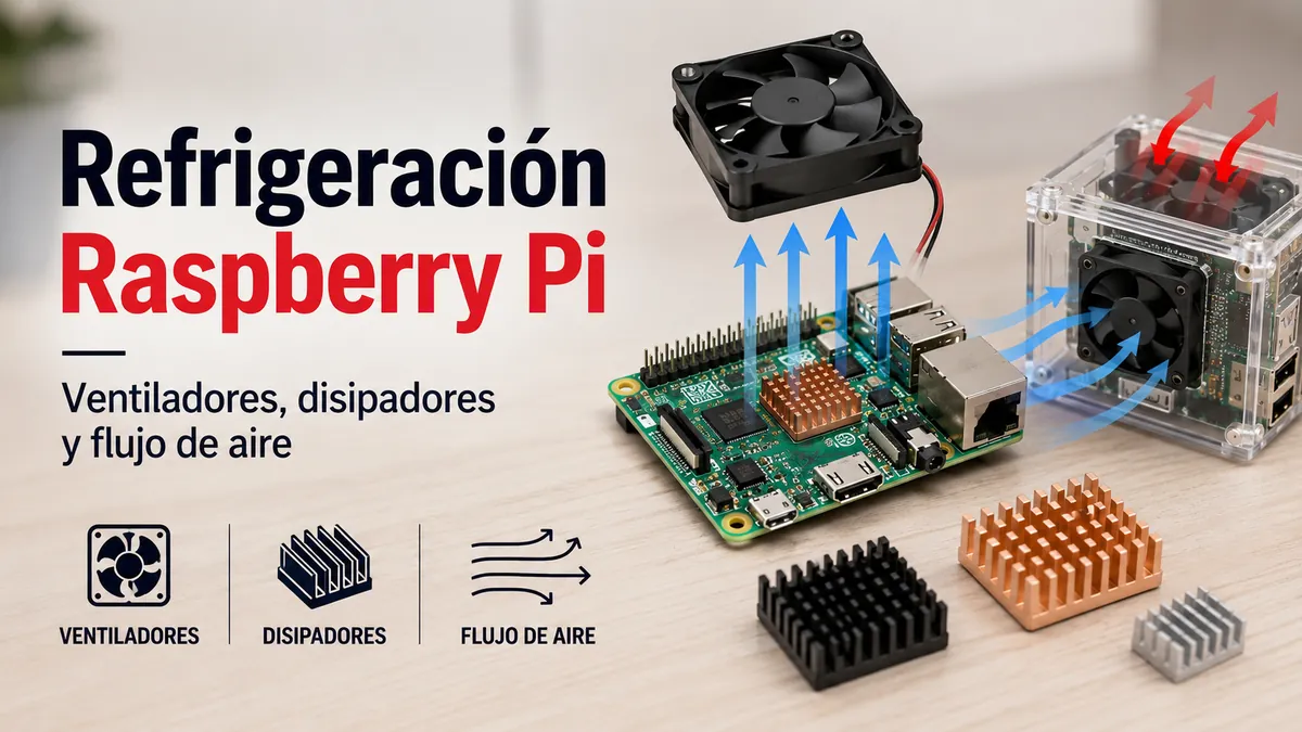 Accesorios de refrigeración para Raspberry Pi con ventiladores, disipadores y piezas de flujo de aire