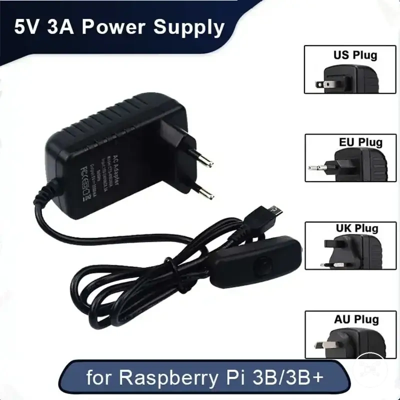 Adaptateur secteur Micro USB Raspberry Pi avec bouton interrupteur