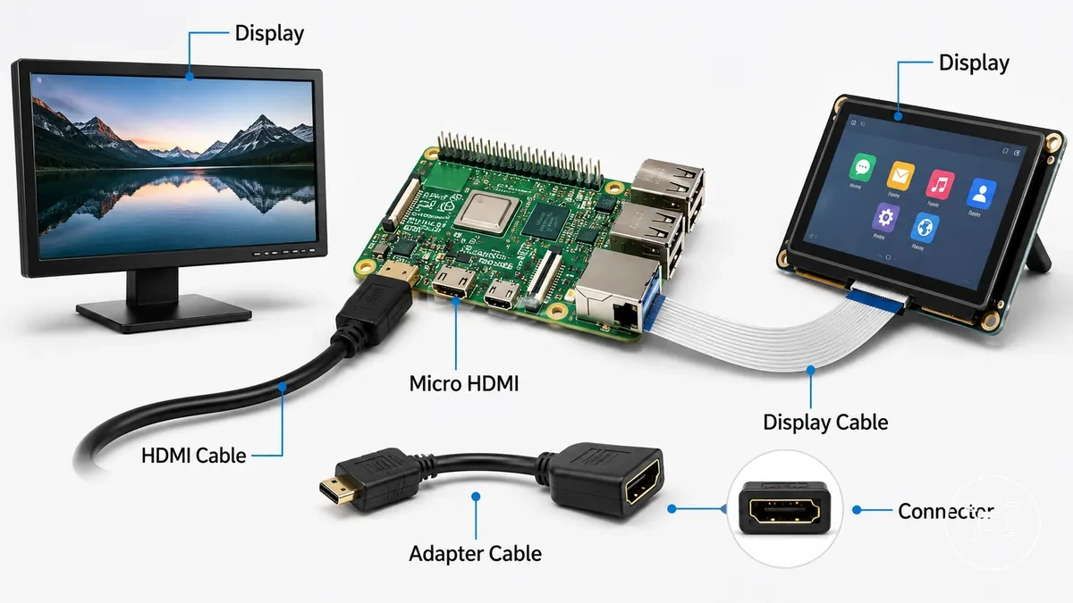 Apercu accessoires ecran cables raspberry pi