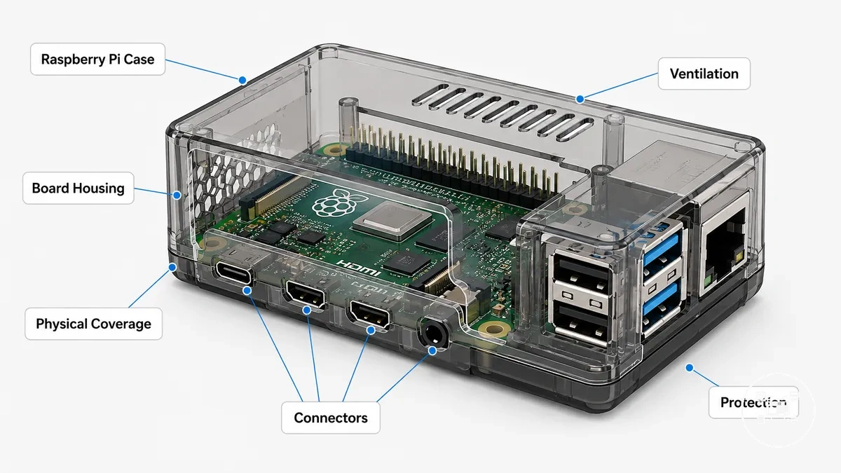 Boîtier Raspberry Pi protégeant une carte Raspberry Pi