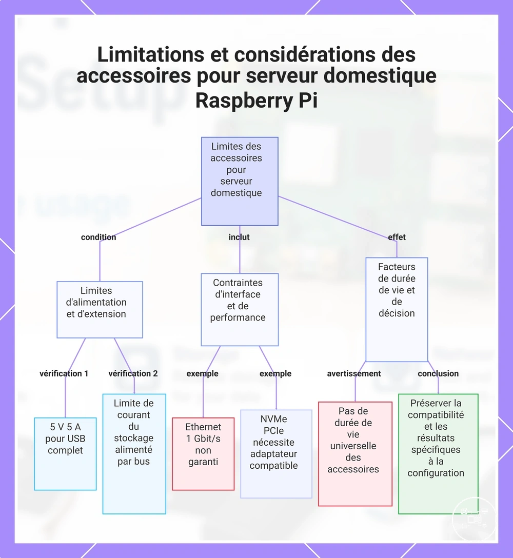 Limitations et considérations des accessoires pour serveur domestique Raspberry Pi