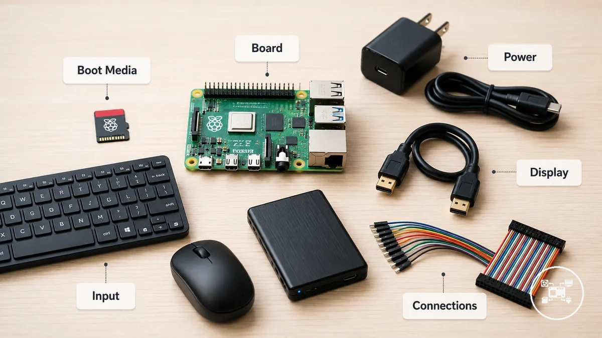 Accessoires Raspberry Pi préparés pour les exigences de configuration