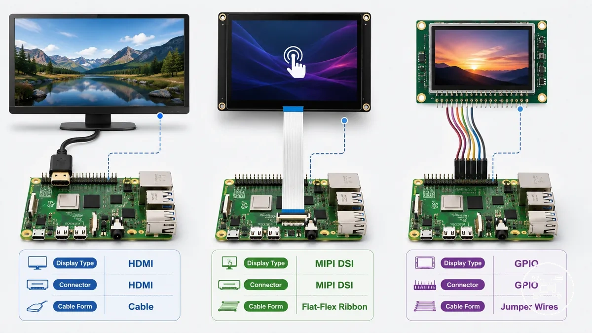 Types d'écran Raspberry Pi et options de connexion par câble