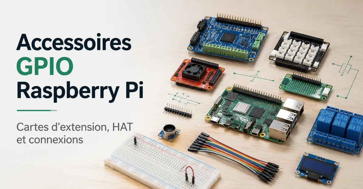 Accessoires GPIO Raspberry Pi avec cartes d'extension, HAT et éléments de connexion