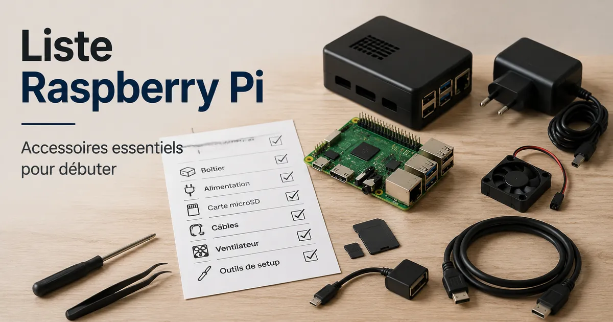 Accessoires essentiels Raspberry Pi préparés pour une première configuration