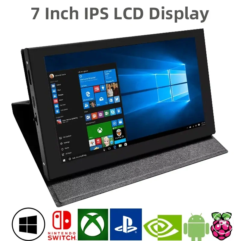 Monitor touch IPS de 7 polegadas para Raspberry Pi com case