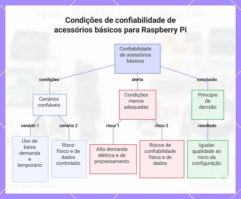 Condições de confiabilidade de acessórios básicos para Raspberry Pi