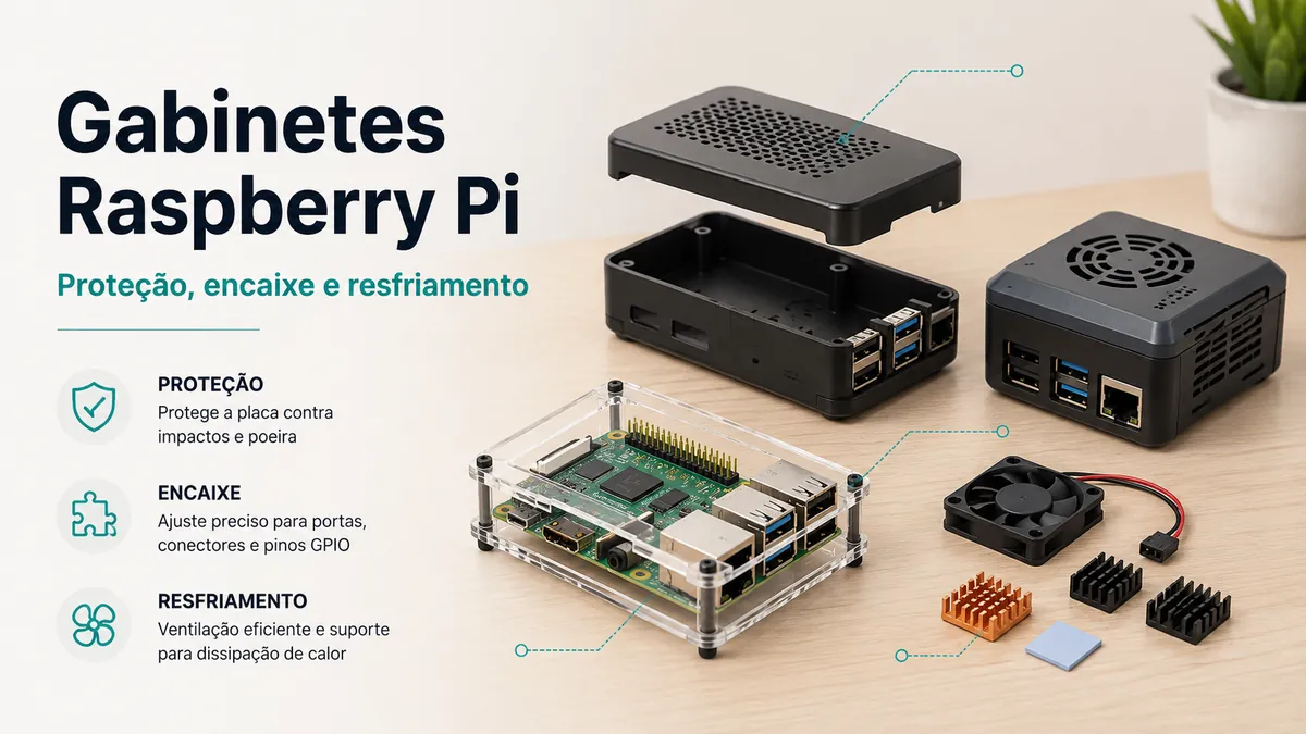 Gabinetes para Raspberry Pi com proteção da placa, encaixe e suporte de resfriamento