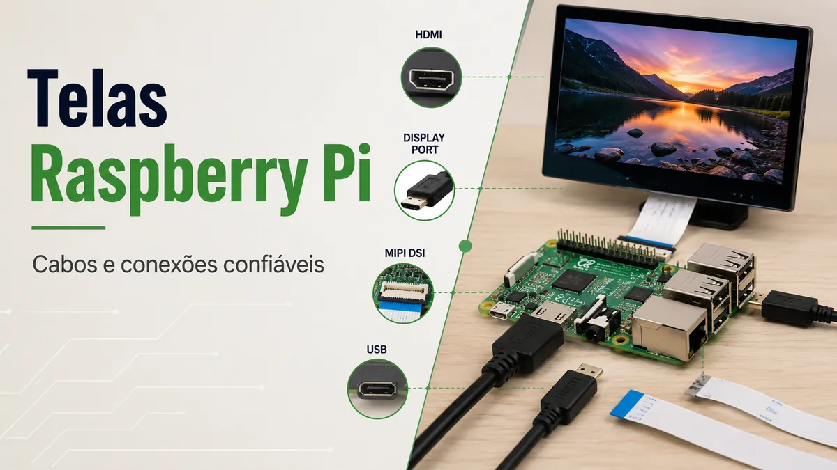 Telas e cabos para Raspberry Pi para conexões confiáveis de tela e portas