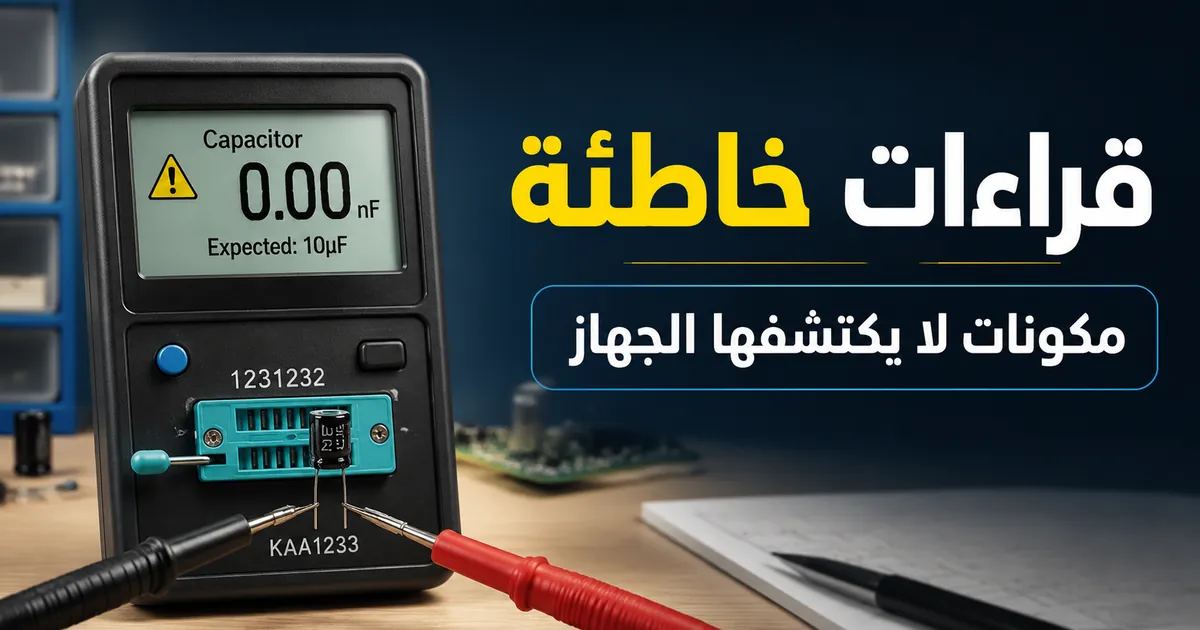 جهاز اختبار مكونات إلكترونية يعرض قراءة غير متوقعة أثناء اختبار قطعة إلكترونية صغيرة
