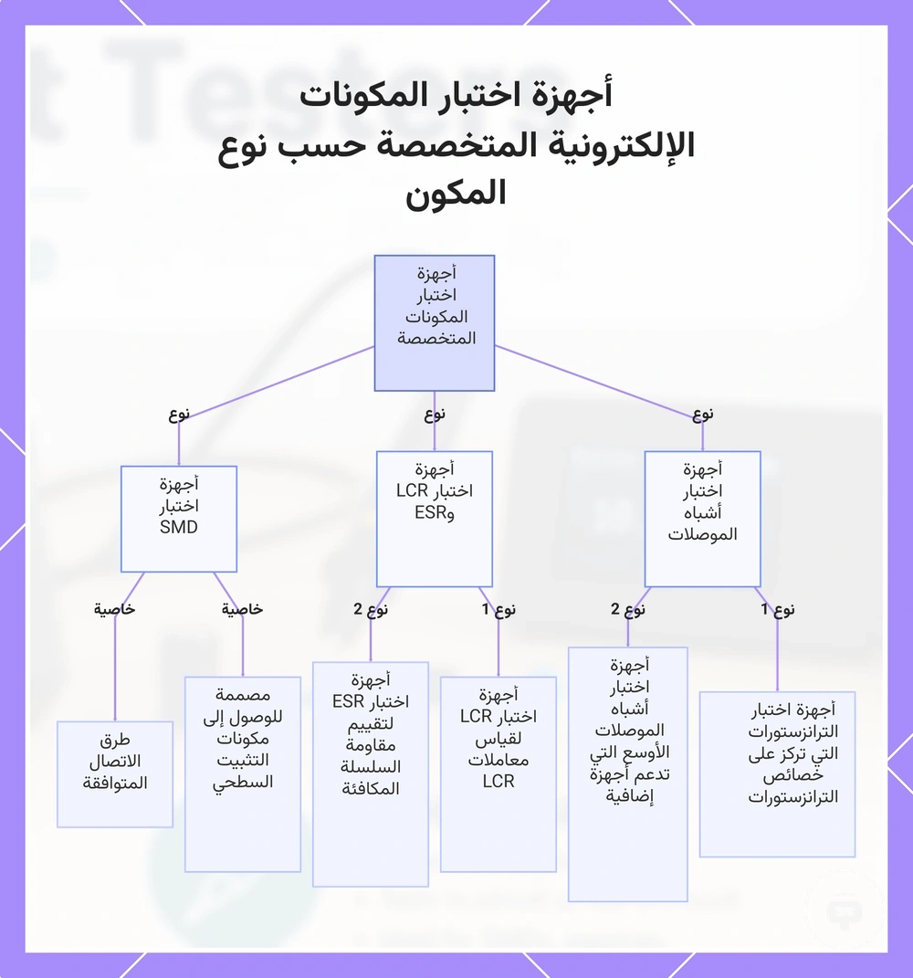 أجهزة اختبار المكونات الإلكترونية المتخصصة حسب نوع المكون