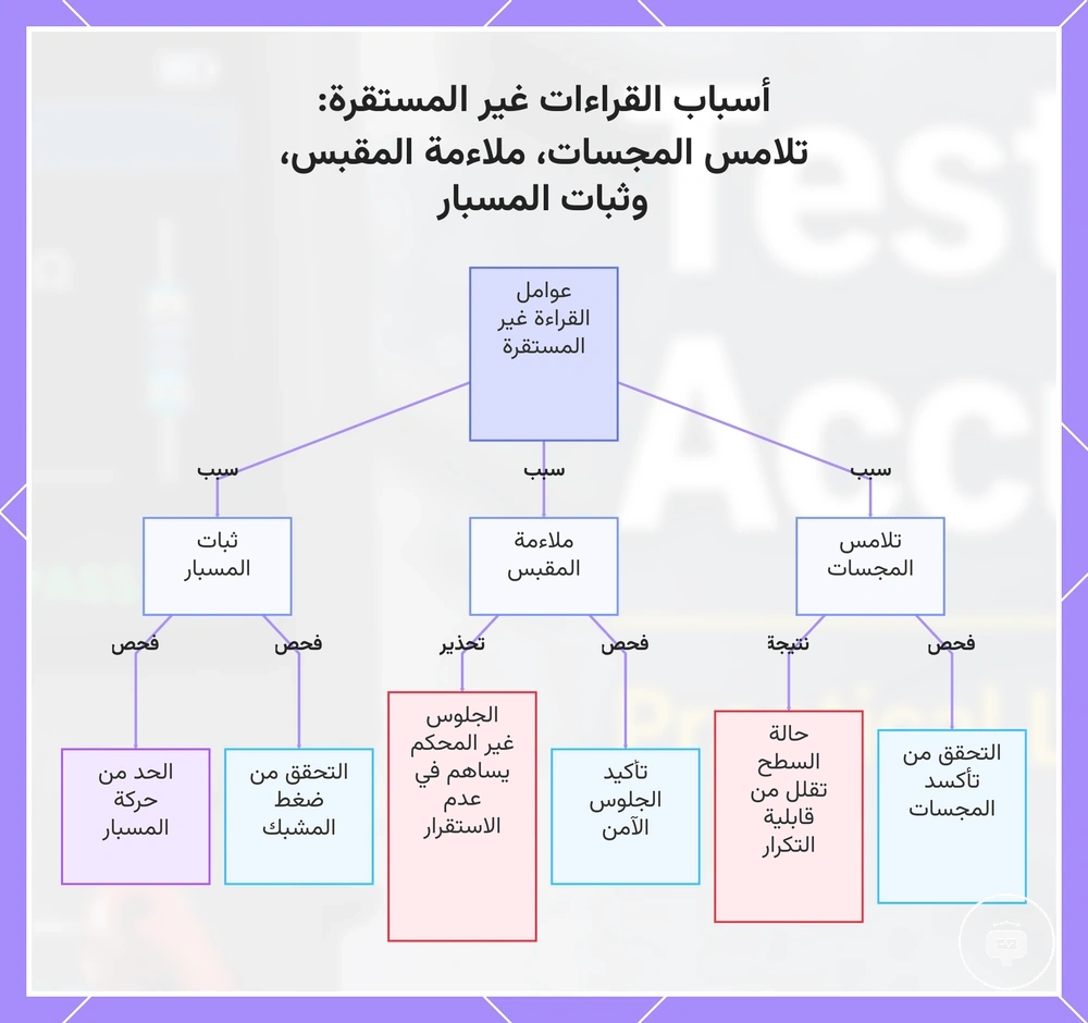 أسباب القراءات غير المستقرة: تلامس المجسات، ملاءمة المقبس، وثبات المسبار