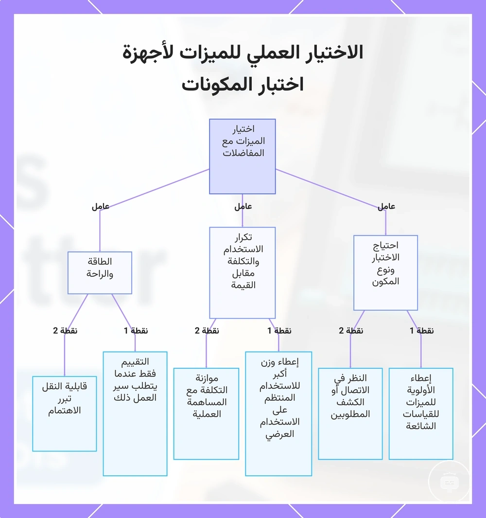 الاختيار العملي للميزات لأجهزة اختبار المكونات
