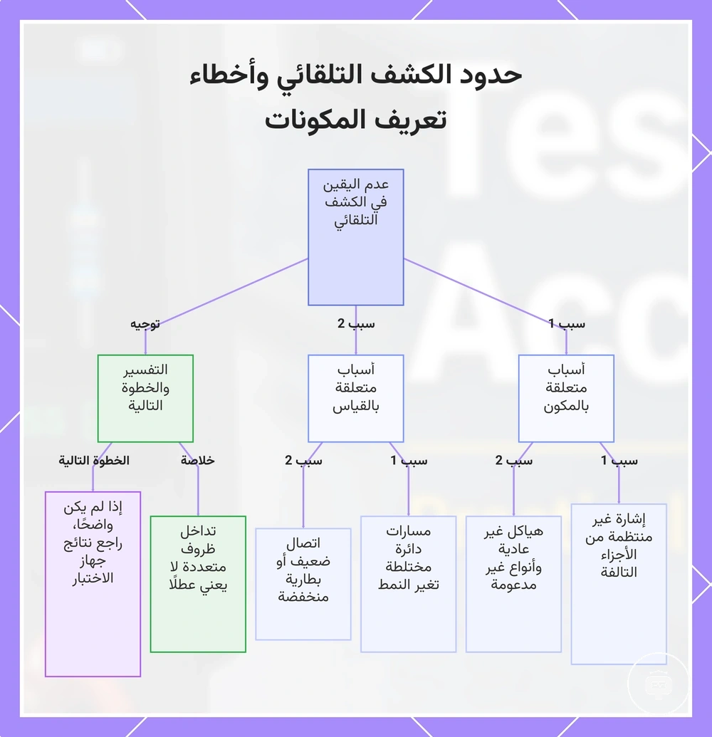 حدود الكشف التلقائي وأخطاء تعريف المكونات