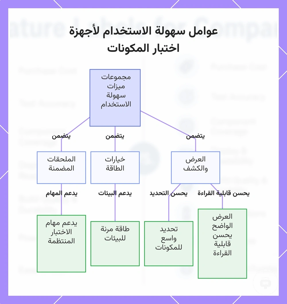 عوامل سهولة الاستخدام لأجهزة اختبار المكونات