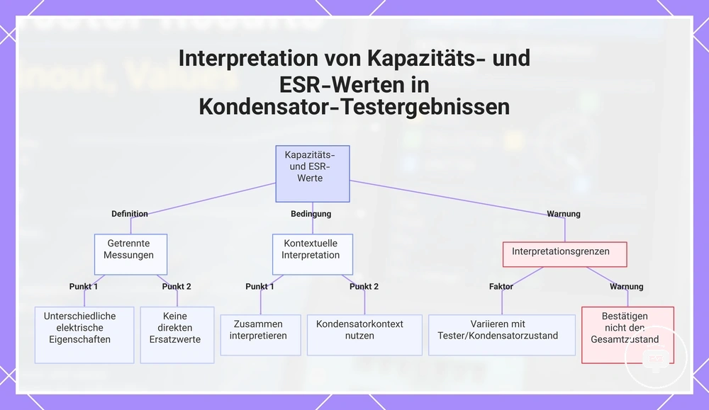 Interpretation von Kapazitäts- und ESR-Werten in Kondensator-Testergebnissen