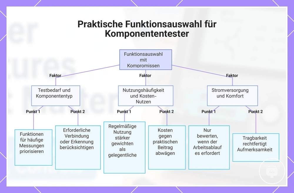 Praktische Funktionsauswahl für Komponententester