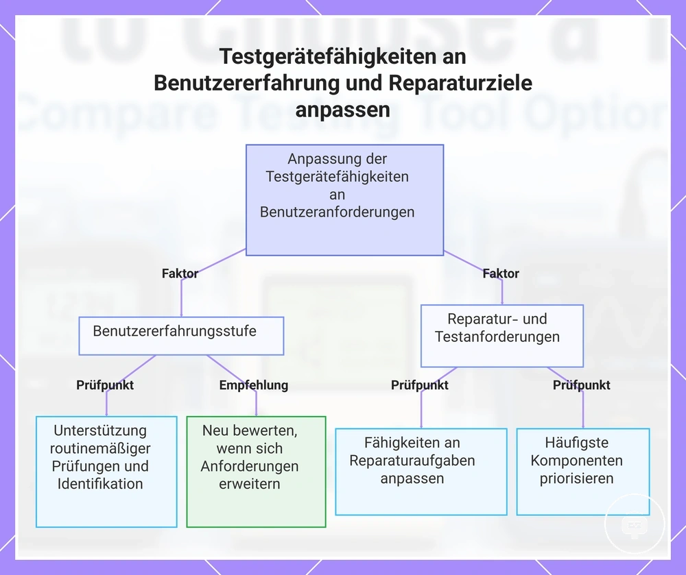 Testgerätefähigkeiten an Benutzererfahrung und Reparaturziele anpassen