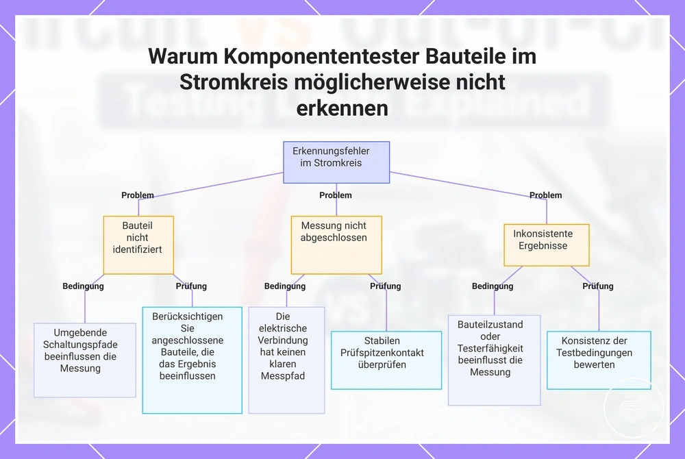 Warum Komponententester Bauteile im Stromkreis möglicherweise nicht erkennen