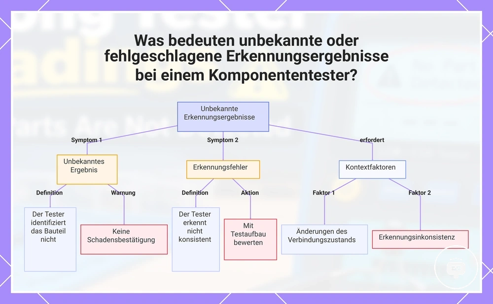 Was bedeuten unbekannte oder fehlgeschlagene Erkennungsergebnisse bei einem Komponententester?