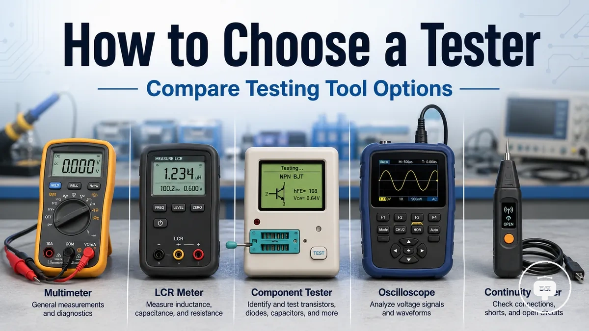 Several electronic component testers compared side by side for choosing the right testing tool