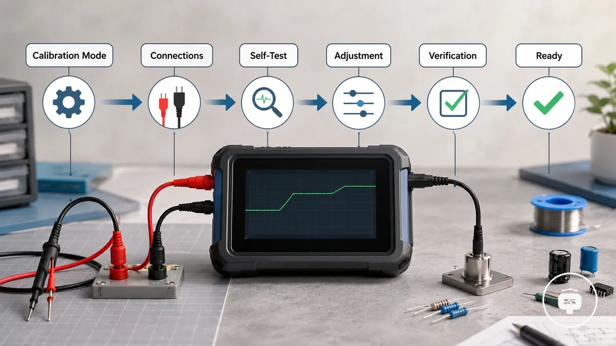 Electronic component tester calibration workflow steps
