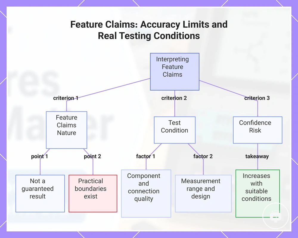 Feature Claims: Accuracy Limits and Real Testing Conditions